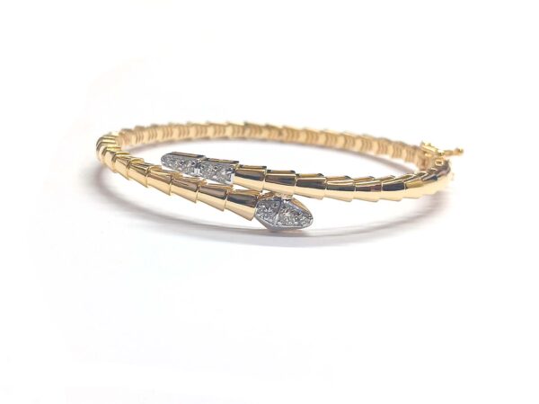 14k Solid Gold Snake Head and Tail Bracelet- Rose Gold Real Diamond Bracelet