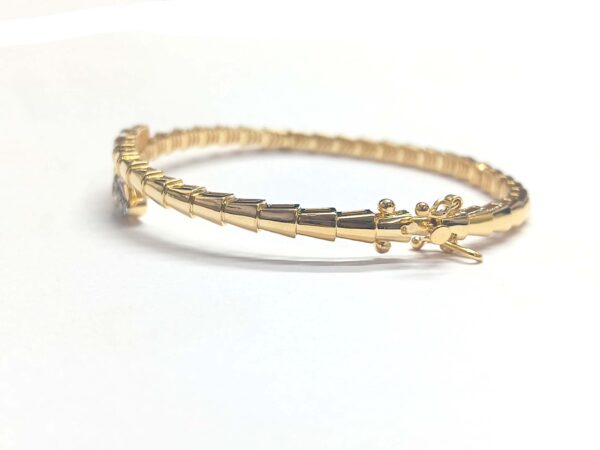 14k Solid Gold Snake Head and Tail Bracelet- Rose Gold Real Diamond Bracelet - Image 5