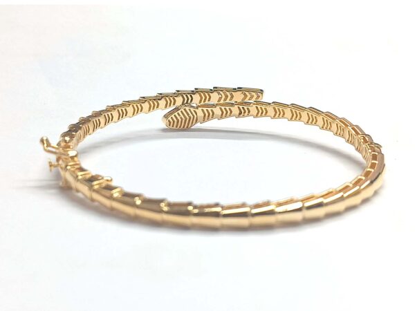 14k Solid Gold Snake Head and Tail Bracelet- Rose Gold Real Diamond Bracelet - Image 6