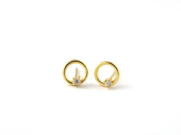 Round Circle 14k Solid Gold Handmade Stud Earrings - Image 7