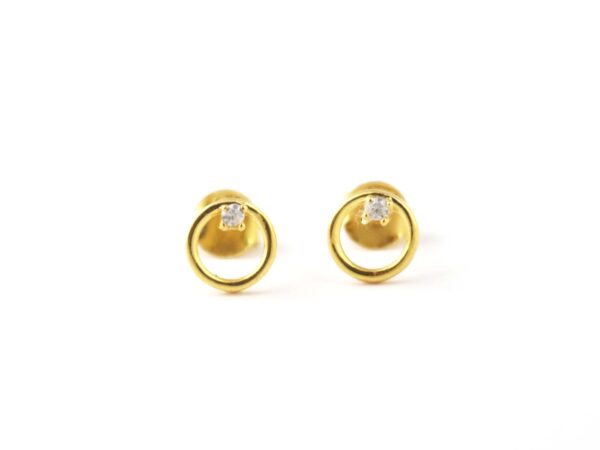 Round Circle 14k Solid Gold Handmade Stud Earrings