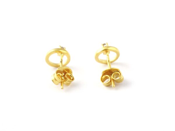 Round Circle 14k Solid Gold Handmade Stud Earrings - Image 4