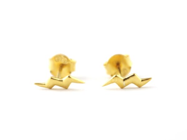 18k Solid Gold Studs Thunderstorm Earring Gift - Image 3