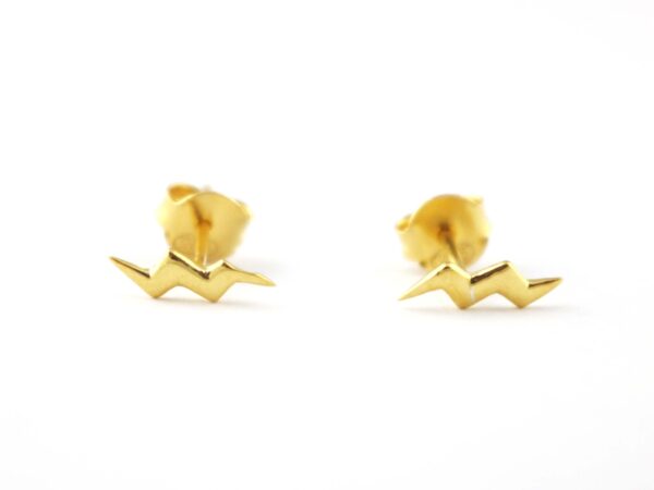 18k Solid Gold Studs Thunderstorm Earring Gift - Image 7