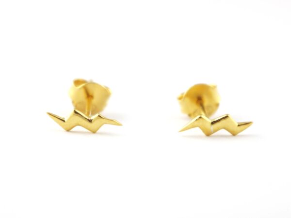 18k Solid Gold Studs Thunderstorm Earring Gift