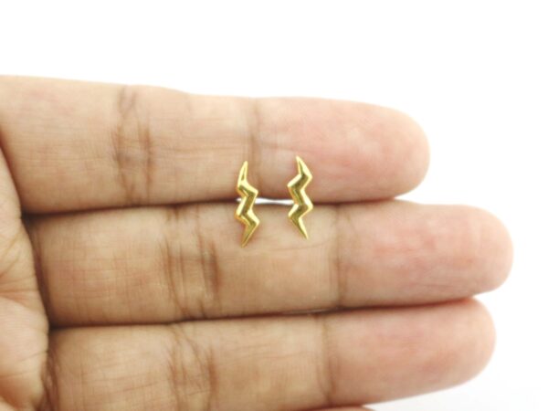 18k Solid Gold Studs Thunderstorm Earring Gift - Image 4