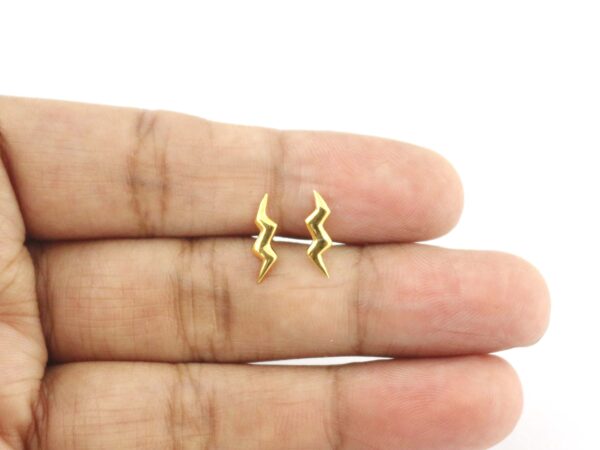 18k Solid Gold Studs Thunderstorm Earring Gift - Image 2