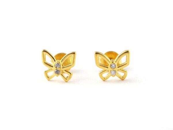 14k Solid Gold Butterfly Studs Earring - Image 11