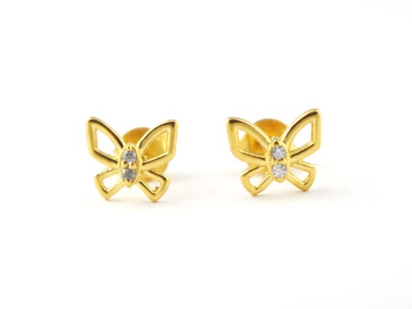 14k Solid Gold Butterfly Studs Earring - Image 7