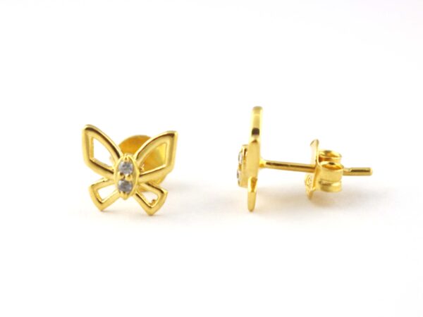 14k Solid Gold Butterfly Studs Earring - Image 10