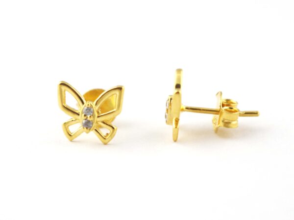 14k Solid Gold Butterfly Studs Earring - Image 9