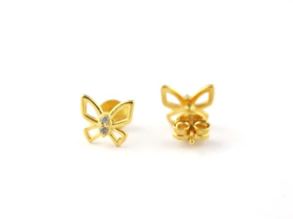 14k Solid Gold Butterfly Studs Earring - Image 3