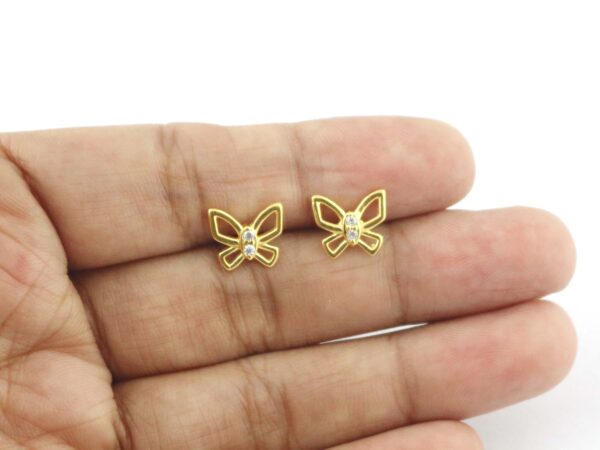 14k Solid Gold Butterfly Studs Earring - Image 8