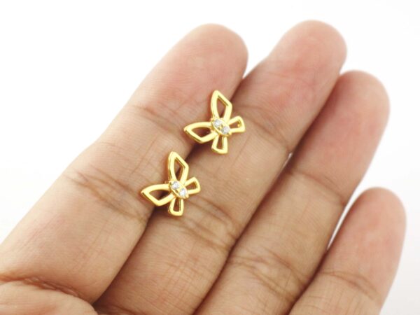 14k Solid Gold Butterfly Studs Earring - Image 5