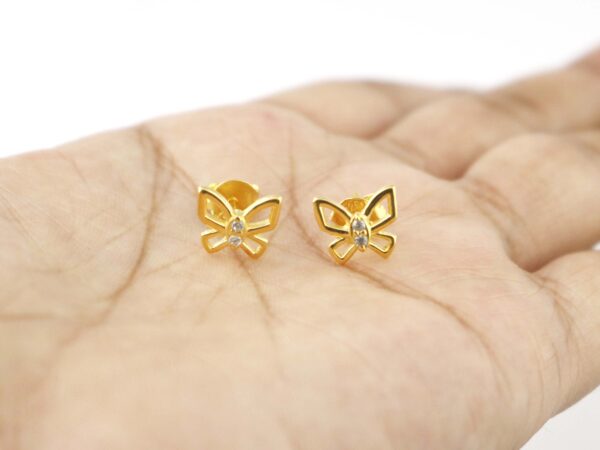 14k Solid Gold Butterfly Studs Earring - Image 6