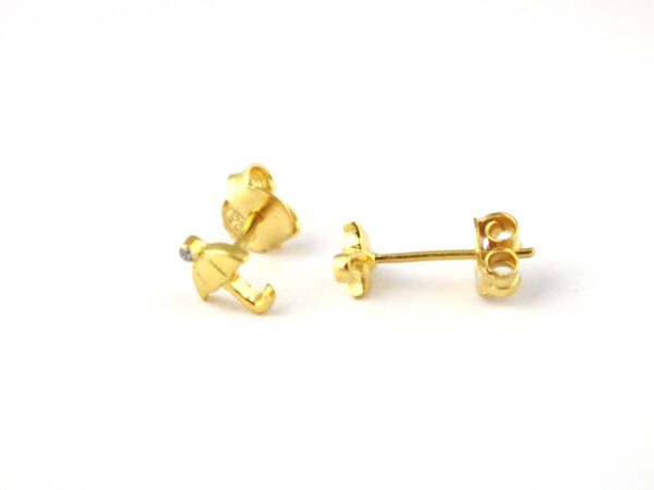 14k Solid Rose Gold Umbrella Dainty Studs Earring - Image 8