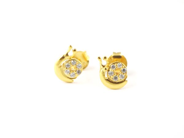 14k Solid Gold Snail Post Studs Earring For Gift - Image 6