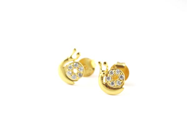 14k Solid Gold Snail Post Studs Earring For Gift - Image 5