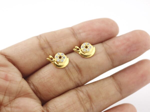 14k Solid Gold Snail Post Studs Earring For Gift - Image 4