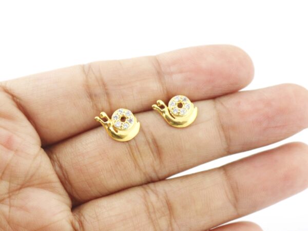 14k Solid Gold Snail Post Studs Earring For Gift - Image 3