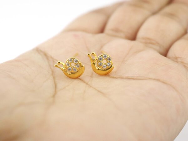 14k Solid Gold Snail Post Studs Earring For Gift - Image 2