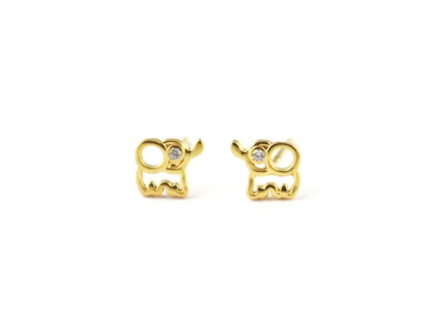 14k Solid Gold Elephant Minimal Stud Earrings - Image 6