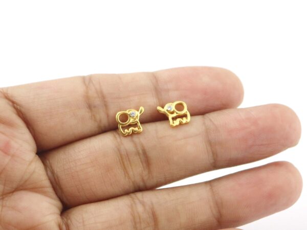 14k Solid Gold Elephant Minimal Stud Earrings - Image 11