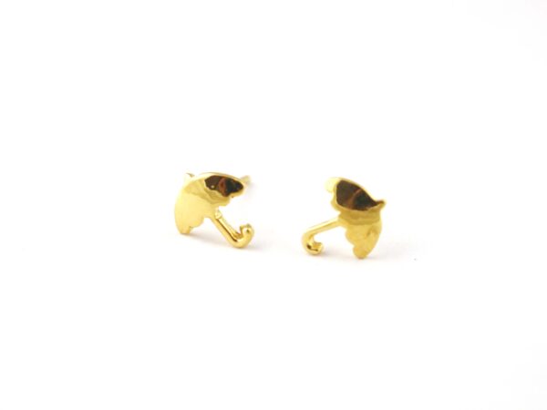 14k Solid Gold Umbrella Studs Earring For Her