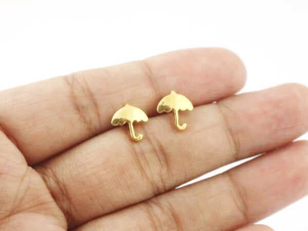 14k Solid Gold Umbrella Studs Earring For Her - Image 4