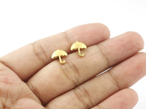 14k Solid Gold Umbrella Studs Earring For Her - Image 3