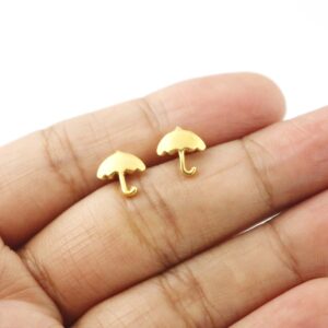 925 Sterling Silver Umbrella Stud Earrings- Dainty Earrings For Women- Gold Plated Earrings
