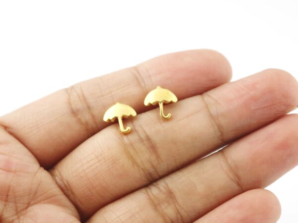 14k Solid Gold Umbrella Studs Earring For Her - Image 2