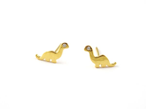 14k Solid White Gold Dinosaur Studs Earring For Her - Image 8