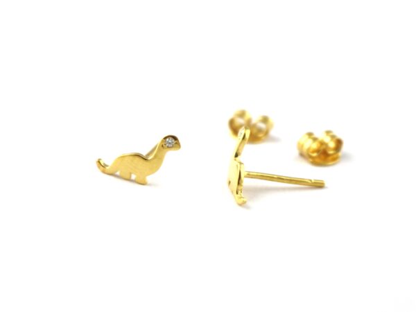 14k Solid White Gold Dinosaur Studs Earring For Her - Image 6