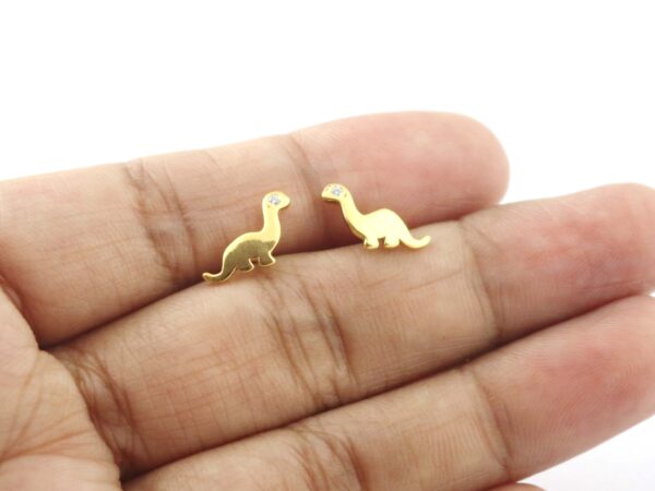 14k Solid White Gold Dinosaur Studs Earring For Her - Image 5