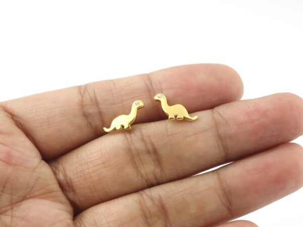 14k Solid White Gold Dinosaur Studs Earring For Her - Image 4