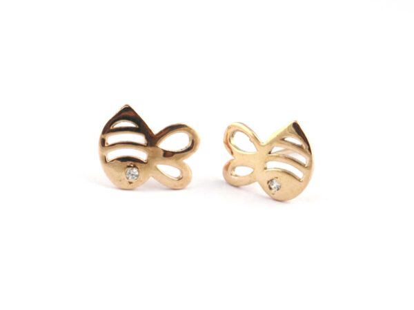 14k Solid Gold Honey Bee Minimalist Studs Earring - Image 7