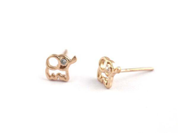 14k Solid Gold Elephant Minimal Stud Earrings - Image 2