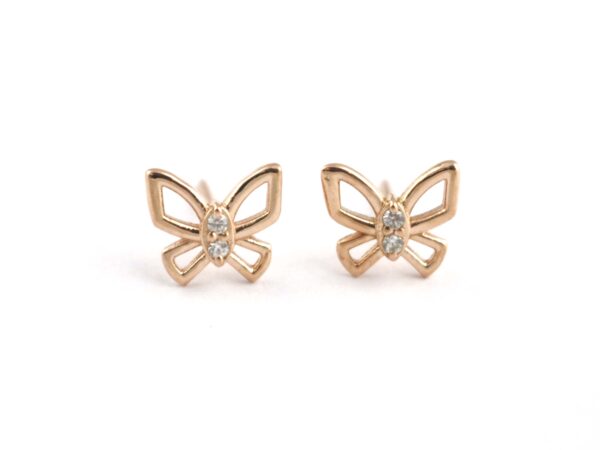 14k Solid Gold Butterfly Studs Earring