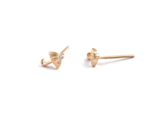 14k Solid Rose Gold Umbrella Dainty Studs Earring - Image 2