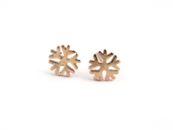 Snowflake Stud 14k Solid Gold Earrings Gift - Image 5