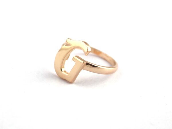 14k Rose Gold G Alphabet Solid Yellow Gold Letter G Ring - Image 7