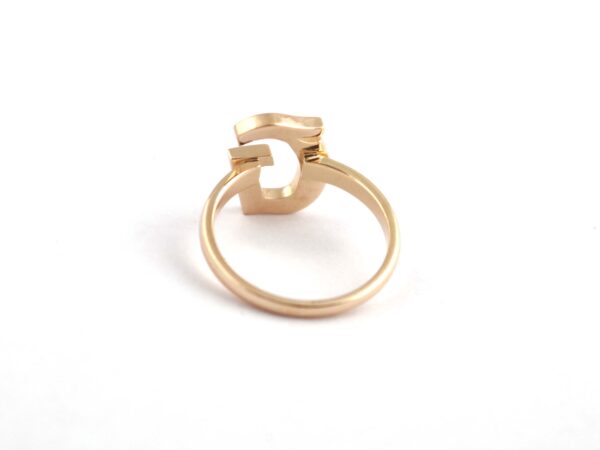 14k Rose Gold G Alphabet Solid Yellow Gold Letter G Ring - Image 5