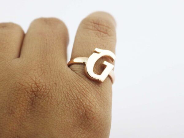 14k Rose Gold G Alphabet Solid Yellow Gold Letter G Ring - Image 4