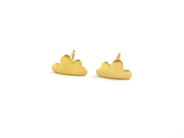 14k Solid Gold Cloud Studs 18k Rose Gold Post Earrings