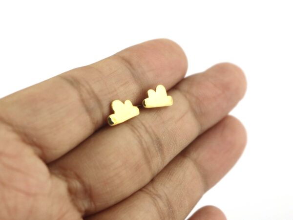 14k Solid Gold Cloud Studs 18k Rose Gold Post Earrings - Image 5