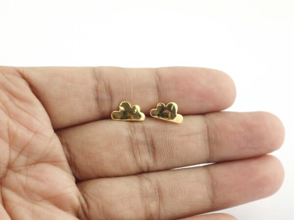 14k Solid Gold Cloud Studs 18k Rose Gold Post Earrings - Image 4