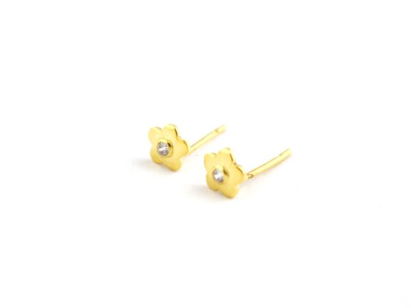 Diamond Flower Studs 14k Solid Gold Post Earrings - Image 4