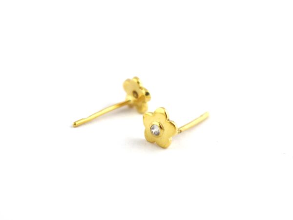 Diamond Flower Studs 14k Solid Gold Post Earrings - Image 3