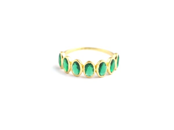 Natural Emerald Stacking 18k Solid Yellow Gold Bezel Ring - Image 2